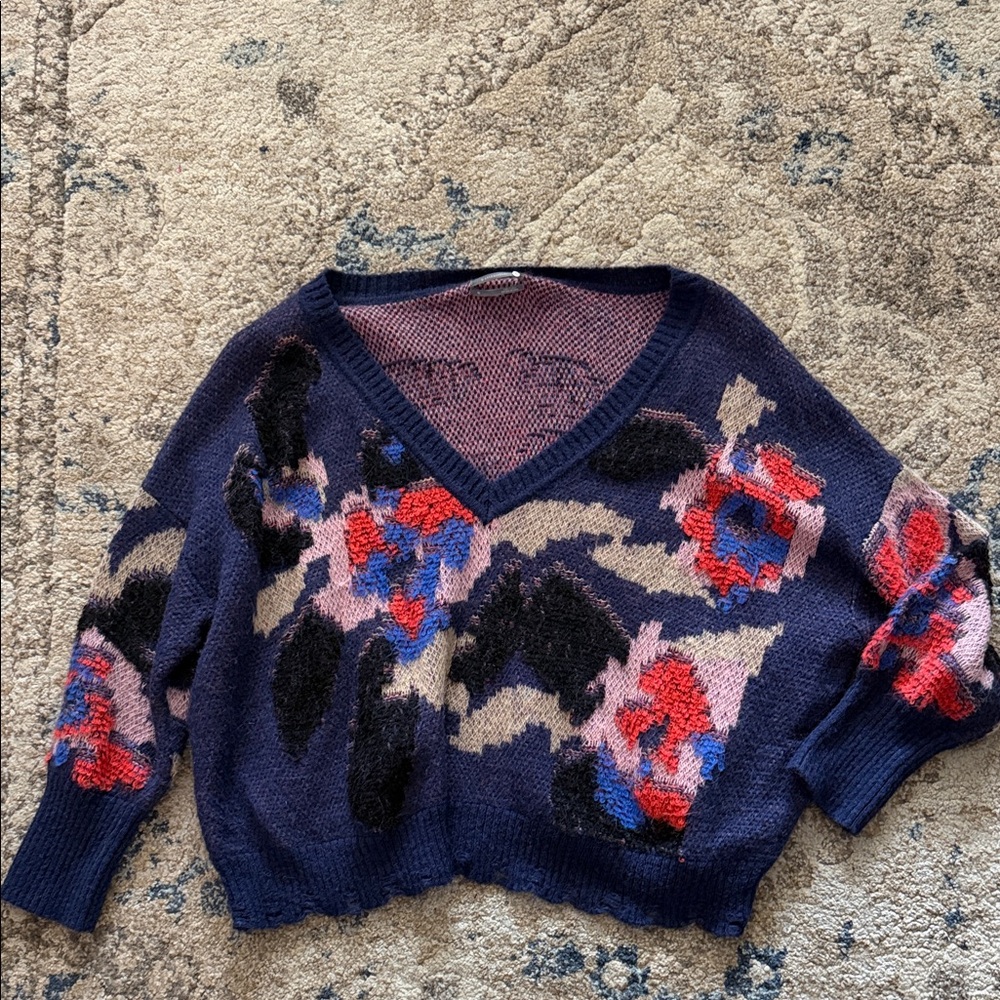 Abstract V-Neck Sweater